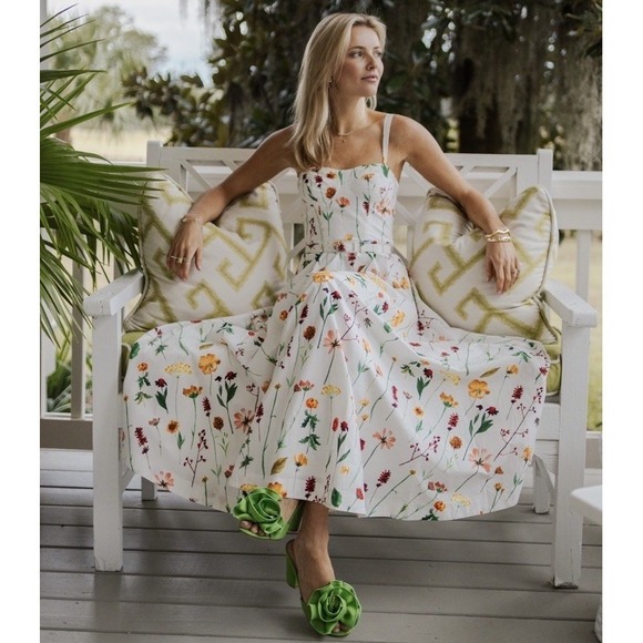 Antonio Melani Style By Simkins Size 14 White Floral Maybry Belt Maxi Dress - Picture 4 of 13